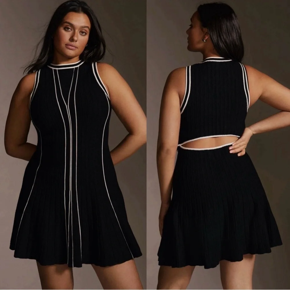 Anthropologie Black and White Midi Dress - Picture 2 of 7